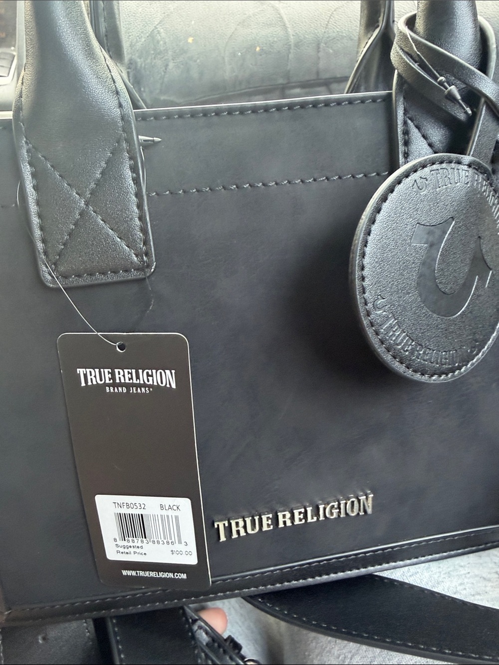 True Religion Black Leather Satchel with Removable Strap - Picture 3 of 3